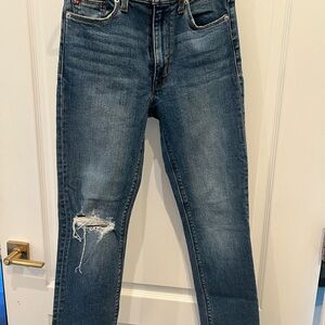 Men's Blue Jeans with Distressed Detail